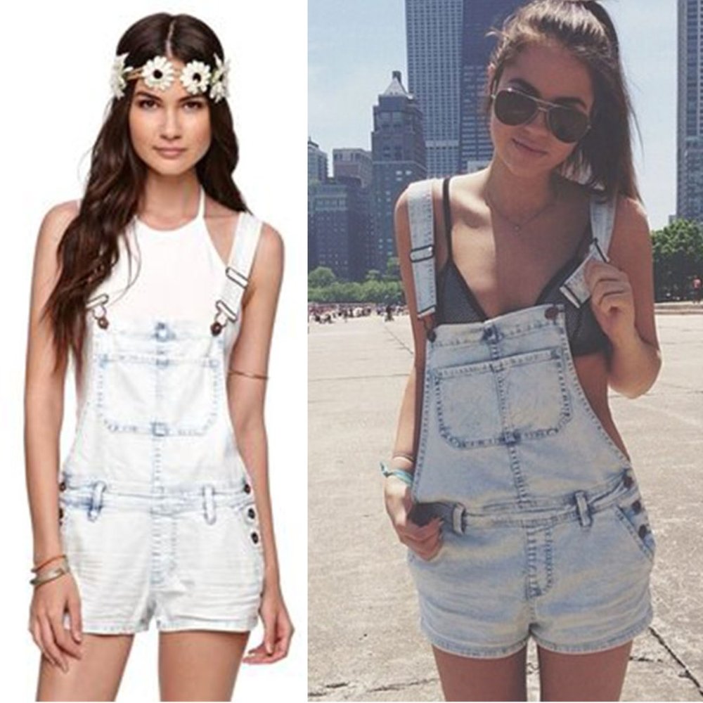 PacSun - Bullhead Light Acid Wash Denim Shortalls